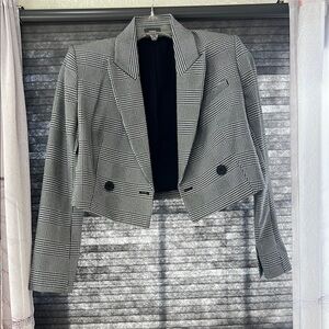 Express Black and Gray Cropped Blazer